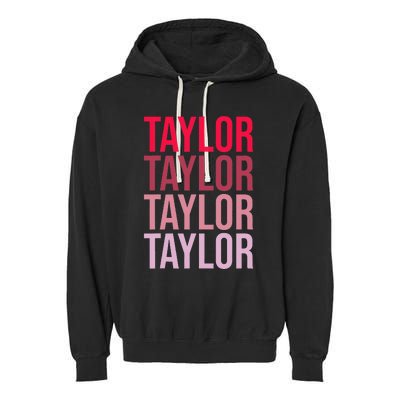 Taylor Retro Wordmark Pattern I love Taylor Garment-Dyed Fleece Hoodie