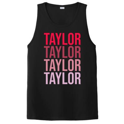 Taylor Retro Wordmark Pattern I love Taylor PosiCharge Competitor Tank