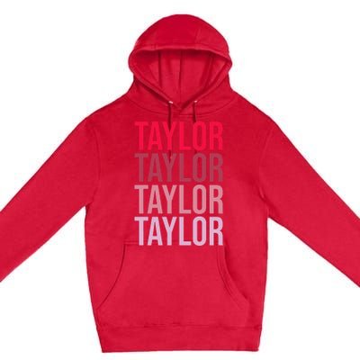 Taylor Retro Wordmark Pattern I love Taylor Premium Pullover Hoodie