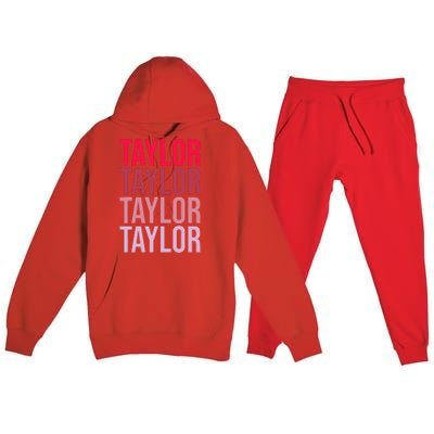 Taylor Retro Wordmark Pattern I love Taylor Premium Hooded Sweatsuit Set