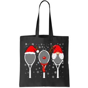 Tennis Racket Wearing Xmas Hat Christmas Tennis Racket Lover Tote Bag