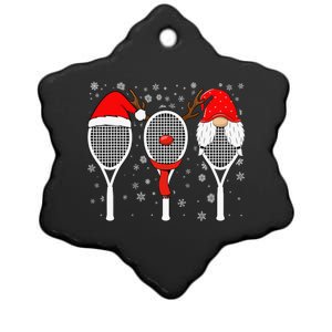 Tennis Racket Wearing Xmas Hat Christmas Tennis Racket Lover Ceramic Star Ornament