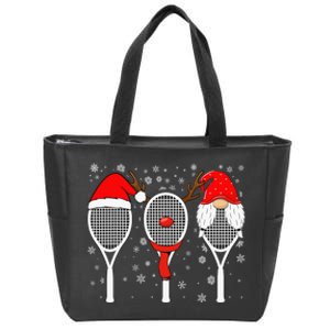 Tennis Racket Wearing Xmas Hat Christmas Tennis Racket Lover Zip Tote Bag