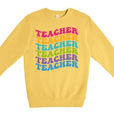 Teacher Retro Word Mashup Premium Crewneck Sweatshirt