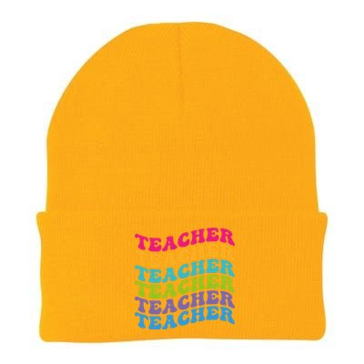 Teacher Retro Word Mashup Knit Cap Winter Beanie