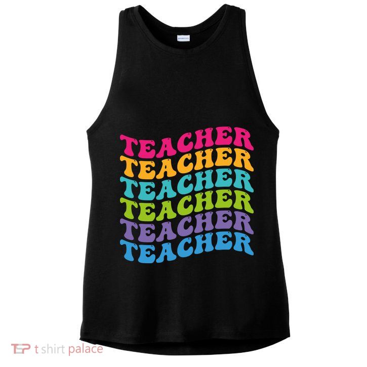 Teacher Retro Word Mashup Ladies PosiCharge Tri-Blend Wicking Tank