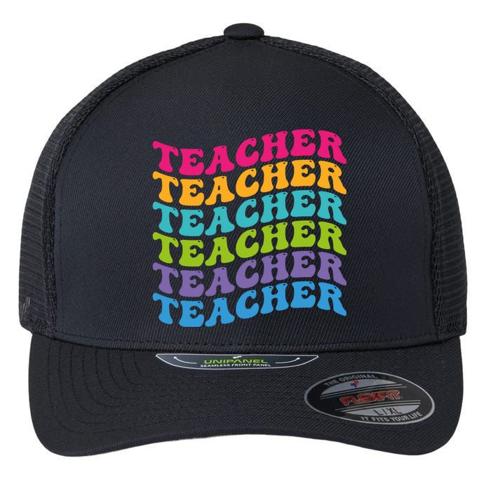 Teacher Retro Word Mashup Flexfit Unipanel Trucker Cap