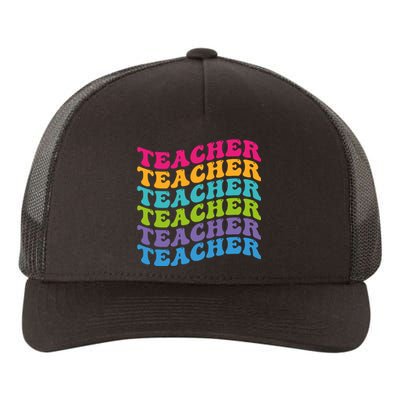 Teacher Retro Word Mashup Yupoong Adult 5-Panel Trucker Hat