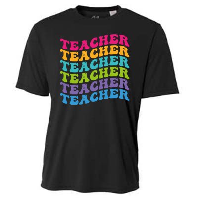 Teacher Retro Word Mashup Cooling Performance Crew T-Shirt