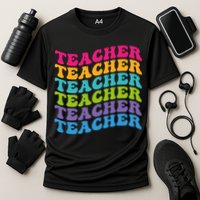 Teacher Retro Word Mashup Cooling Performance Crew T-Shirt
