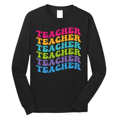 Teacher Retro Word Mashup Long Sleeve Shirt