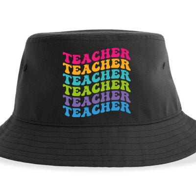 Teacher Retro Word Mashup Sustainable Bucket Hat