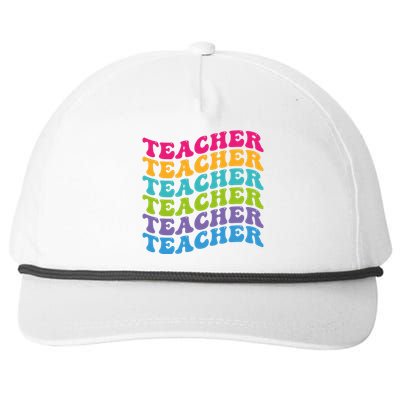 Teacher Retro Word Mashup Snapback Five-Panel Rope Hat