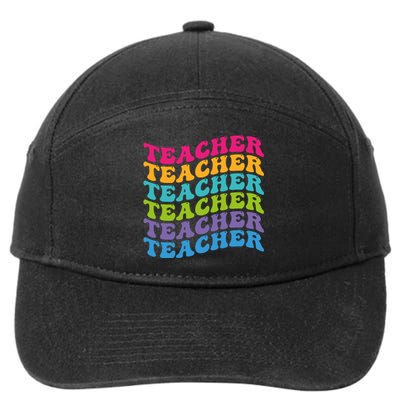 Teacher Retro Word Mashup 7-Panel Snapback Hat