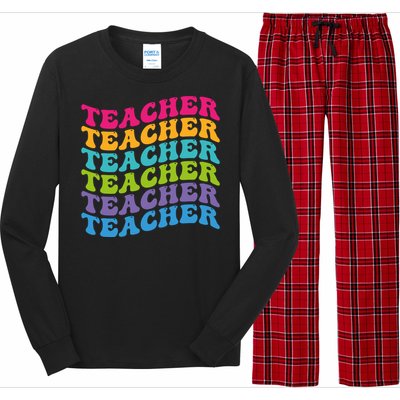 Teacher Retro Word Mashup Long Sleeve Pajama Set