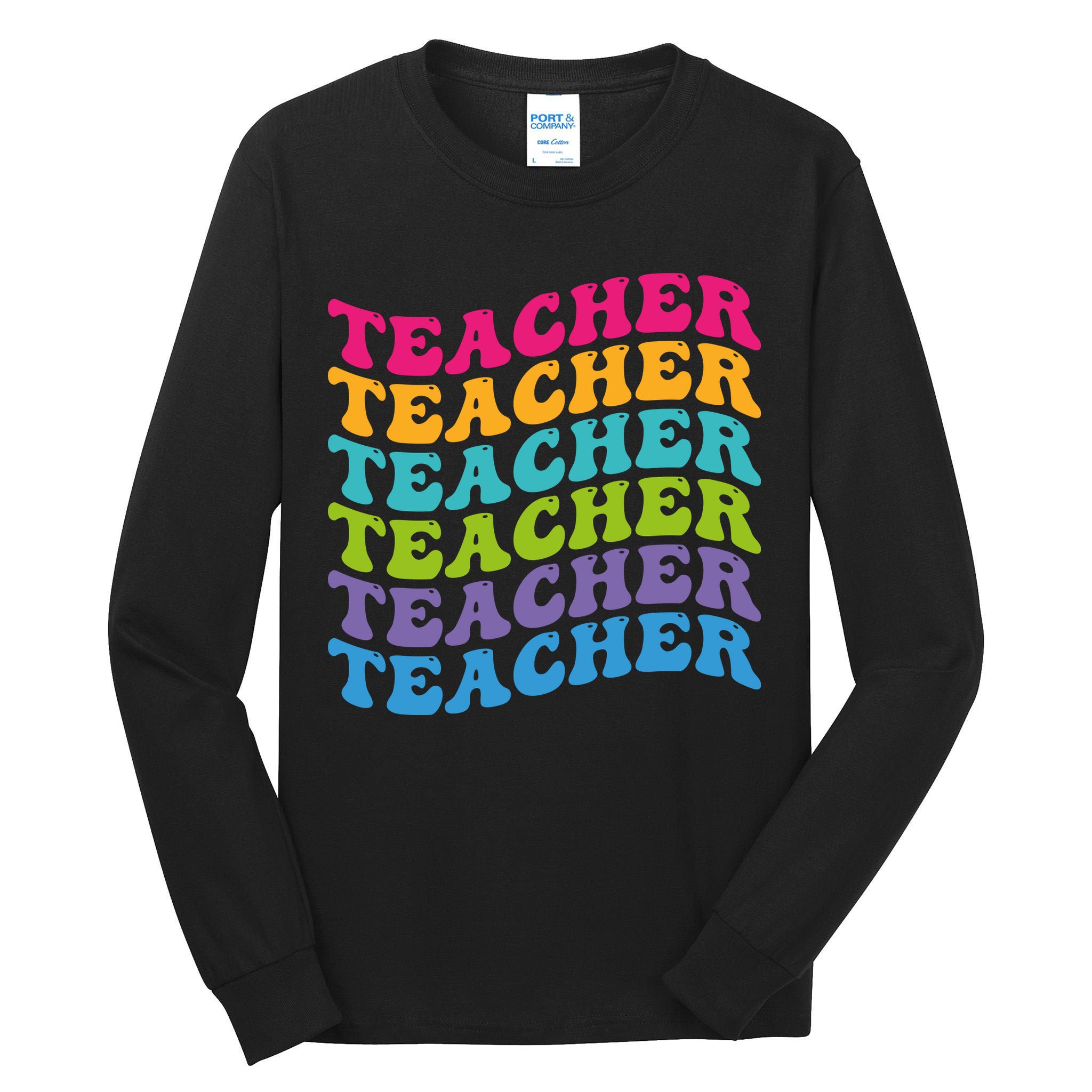 Teacher Retro Word Mashup Tall Long Sleeve T-Shirt