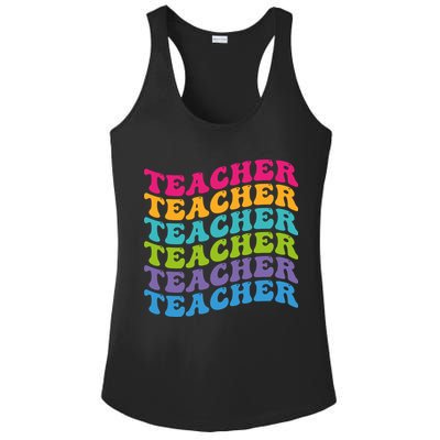 Teacher Retro Word Mashup Ladies PosiCharge Competitor Racerback Tank