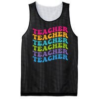 Teacher Retro Word Mashup Mesh Reversible Basketball Jersey Tank