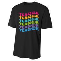 Teacher Retro Word Mashup Performance Sprint T-Shirt