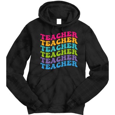 Teacher Retro Word Mashup Tie Dye Hoodie