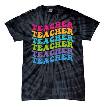 Teacher Retro Word Mashup Tie-Dye T-Shirt