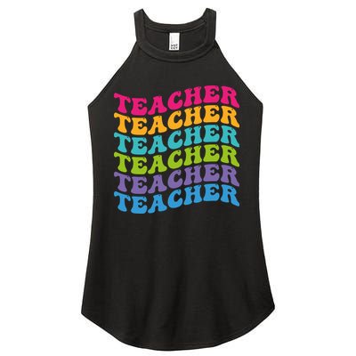 Teacher Retro Word Mashup Women's Perfect Tri Rocker Tank