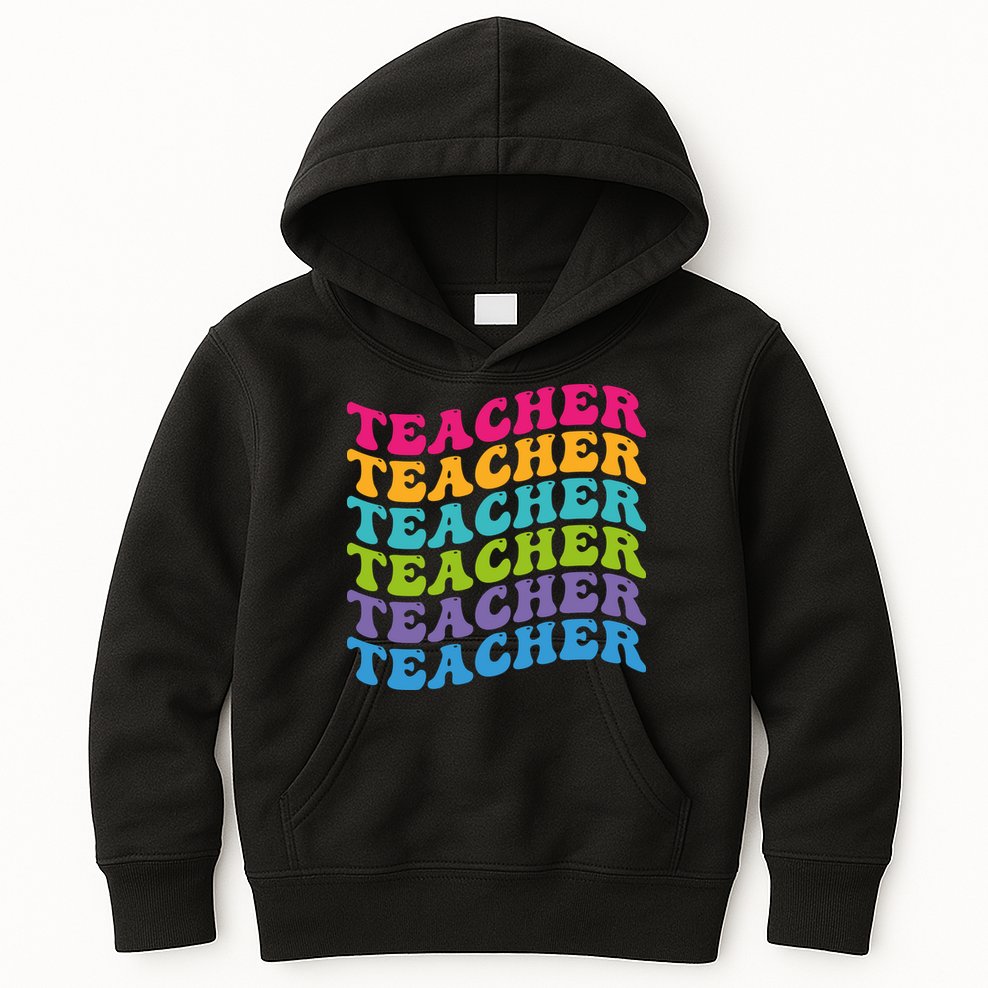 Teacher Retro Word Mashup Kids Hoodie
