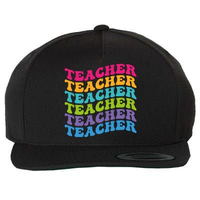 Teacher Retro Word Mashup Wool Snapback Cap