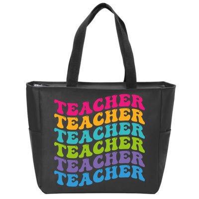 Teacher Retro Word Mashup Zip Tote Bag