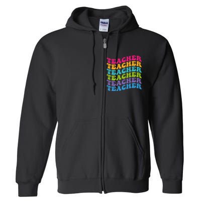 Teacher Retro Word Mashup Full Zip Hoodie