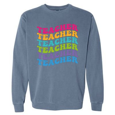 Teacher Retro Word Mashup Garment-Dyed Sweatshirt