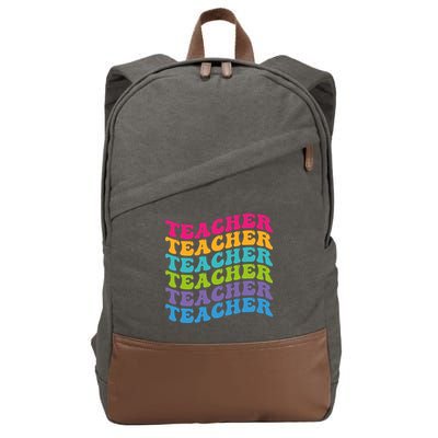 Teacher Retro Word Mashup Cotton Canvas Backpack