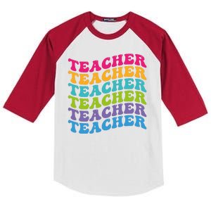 Teacher Retro Word Mashup Kids Colorblock Raglan Jersey