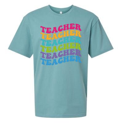 Teacher Retro Word Mashup Sueded Cloud Jersey T-Shirt