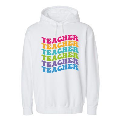 Teacher Retro Word Mashup Garment-Dyed Fleece Hoodie