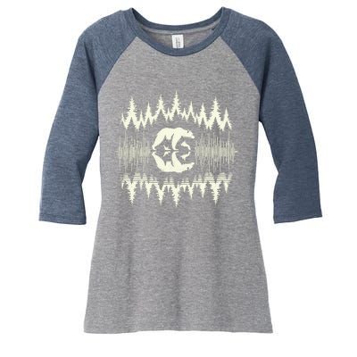 Trees Reflection Wildlife Nature Bear Outdoor Forest Women's Tri-Blend 3/4-Sleeve Raglan Shirt