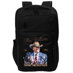 The Return Western Cowboy Trump 2024 Taking America Back Impact Tech Backpack