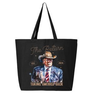 The Return Western Cowboy Trump 2024 Taking America Back 25L Jumbo Tote