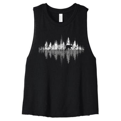 Trees Reflection Wildlife Nature Animal Bear Outdoor Forest Women's Racerback Cropped Tank