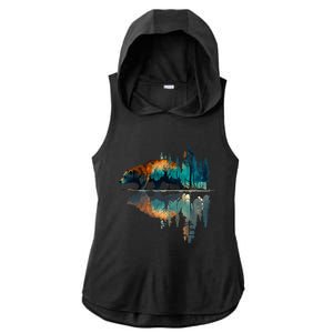 Trees Reflection Wildlife Nature Animal Bear Outdoor Forest Ladies PosiCharge Tri-Blend Wicking Draft Hoodie Tank