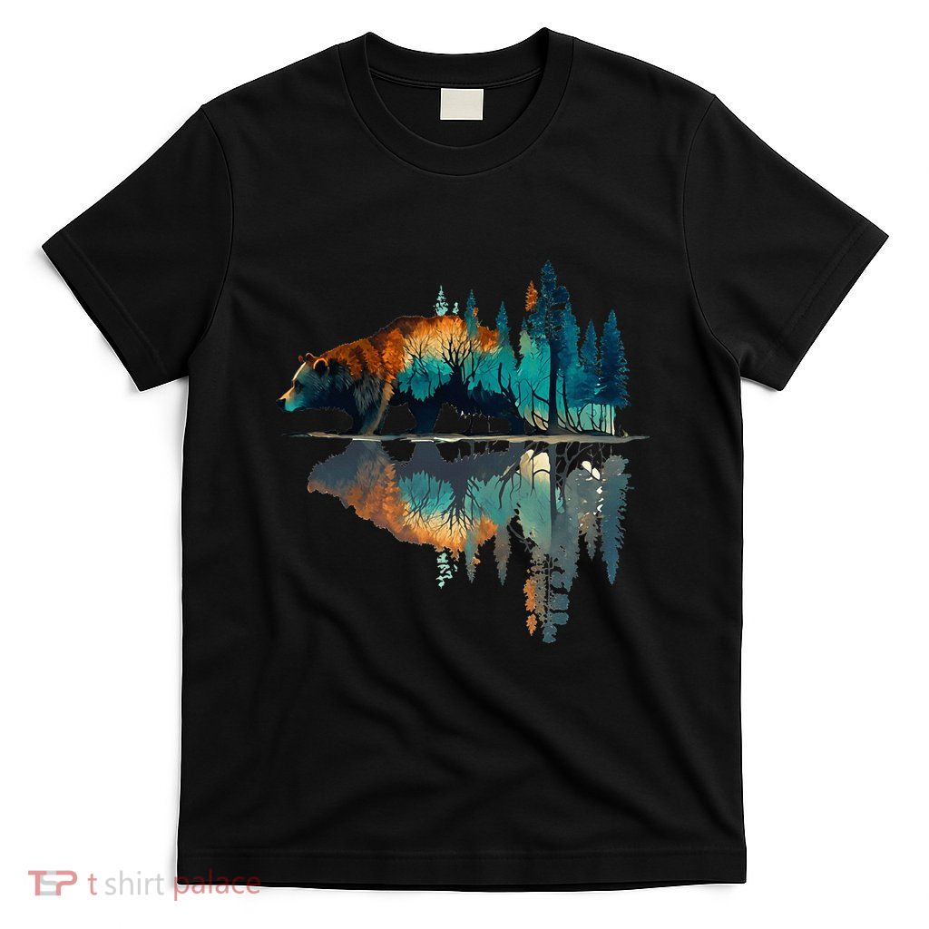 Trees Reflection Wildlife Nature Animal Bear Outdoor Forest T-Shirt