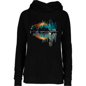 Trees Reflection Wildlife Nature Animal Bear Outdoor Forest Womens Funnel Neck Pullover Hood