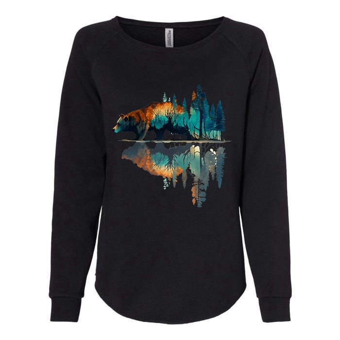 Trees Reflection Wildlife Nature Animal Bear Outdoor Forest Womens California Wash Sweatshirt