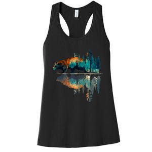 Trees Reflection Wildlife Nature Animal Bear Outdoor Forest Women's Racerback Tank