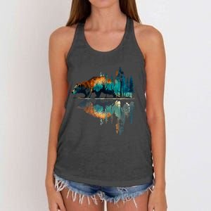 Trees Reflection Wildlife Nature Animal Bear Outdoor Forest Women's Knotted Racerback Tank