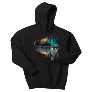 Trees Reflection Wildlife Nature Animal Bear Outdoor Forest Kids Hoodie