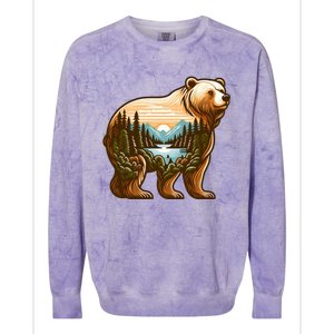 Trees Reflection Wildlife Nature Animal Forest Bear Outdoor Gift Colorblast Crewneck Sweatshirt