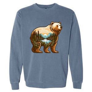 Trees Reflection Wildlife Nature Animal Forest Bear Outdoor Gift Garment-Dyed Sweatshirt