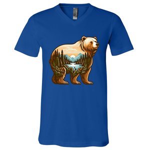 Trees Reflection Wildlife Nature Animal Forest Bear Outdoor Gift V-Neck T-Shirt