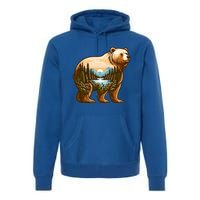 Trees Reflection Wildlife Nature Animal Forest Bear Outdoor Gift Premium Hoodie